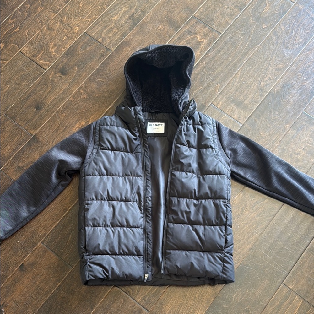 Old Navy Kids Charcoal Puffer Jacket Size 10-12